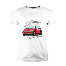 Мужская футболка премиум с принтом Mini Cooper в Санкт-Петербурге, 92% хлопок, 8% лайкра | приталенный силуэт, круглый вырез ворота, длина до линии бедра, короткий рукав | mini cooper | автомобиль | машина | мини купер | миникупер