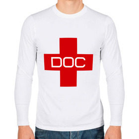 Мужской лонгслив хлопок с принтом Доктор в Санкт-Петербурге, 100% хлопок |  | doc | док | доктор | красный | крест