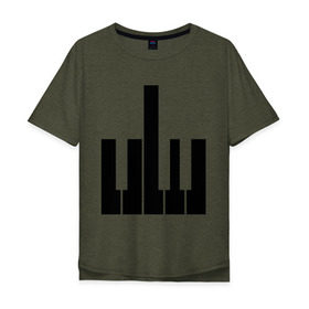 Мужская футболка хлопок Oversize с принтом Fuck your music! в Санкт-Петербурге, 100% хлопок | свободный крой, круглый ворот, “спинка” длиннее передней части | your | вашу | клавиши | музыка | пианино | твою