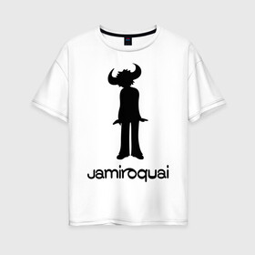 Женская футболка хлопок Oversize с принтом Jamiroquai в Санкт-Петербурге, 100% хлопок | свободный крой, круглый ворот, спущенный рукав, длина до линии бедер
 | funk | jamiroquai | jazz | джаз | джамирокуай | фанк
