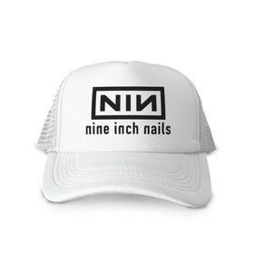 Кепка тракер с сеткой с принтом Nine inch nails logo в Санкт-Петербурге, трикотажное полотно; задняя часть — сетка | длинный козырек, универсальный размер, пластиковая застежка | inch | logo | nails | nine | лого