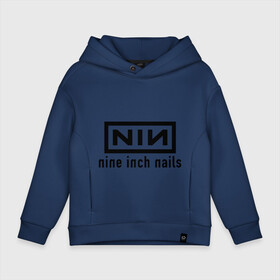 Детское худи Oversize хлопок с принтом Nine inch nails logo в Санкт-Петербурге, френч-терри — 70% хлопок, 30% полиэстер. Мягкий теплый начес внутри —100% хлопок | боковые карманы, эластичные манжеты и нижняя кромка, капюшон на магнитной кнопке | inch | logo | nails | nine | лого