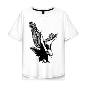 Мужская футболка хлопок Oversize с принтом Орлиный размах крыльев в Санкт-Петербурге, 100% хлопок | свободный крой, круглый ворот, “спинка” длиннее передней части | взлет | кондор | коршун | орел | полет | птица | сокол