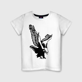 Детская футболка хлопок с принтом Орлиный размах крыльев в Санкт-Петербурге, 100% хлопок | круглый вырез горловины, полуприлегающий силуэт, длина до линии бедер | взлет | кондор | коршун | орел | полет | птица | сокол