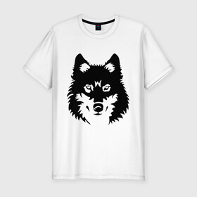 Мужская футболка премиум с принтом Северный волк в Санкт-Петербурге, 92% хлопок, 8% лайкра | приталенный силуэт, круглый вырез ворота, длина до линии бедра, короткий рукав | волк | голова | север
