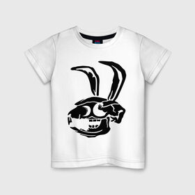 Детская футболка хлопок с принтом Дохлый кролик в Санкт-Петербурге, 100% хлопок | круглый вырез горловины, полуприлегающий силуэт, длина до линии бедер | скелет
