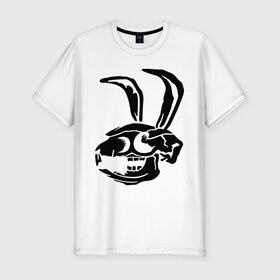 Мужская футболка премиум с принтом Дохлый кролик в Санкт-Петербурге, 92% хлопок, 8% лайкра | приталенный силуэт, круглый вырез ворота, длина до линии бедра, короткий рукав | Тематика изображения на принте: скелет