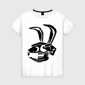 Женская футболка хлопок с принтом Дохлый кролик в Санкт-Петербурге, 100% хлопок | прямой крой, круглый вырез горловины, длина до линии бедер, слегка спущенное плечо | скелет