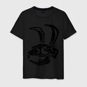 Мужская футболка хлопок с принтом Дохлый кролик в Санкт-Петербурге, 100% хлопок | прямой крой, круглый вырез горловины, длина до линии бедер, слегка спущенное плечо. | скелет