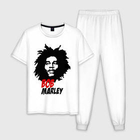 Мужская пижама хлопок с принтом Bob Marley в Санкт-Петербурге, 100% хлопок | брюки и футболка прямого кроя, без карманов, на брюках мягкая резинка на поясе и по низу штанин
 | bob | marley | боб | марли