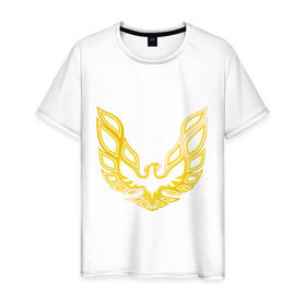 Мужская футболка хлопок с принтом Золотой феникс в Санкт-Петербурге, 100% хлопок | прямой крой, круглый вырез горловины, длина до линии бедер, слегка спущенное плечо. | крылья