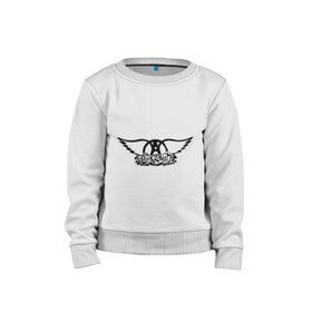 Детский свитшот хлопок с принтом Aerosmith (logo) в Санкт-Петербурге, 100% хлопок | круглый вырез горловины, эластичные манжеты, пояс и воротник | Тематика изображения на принте: крылья