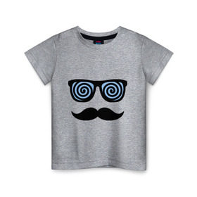 Детская футболка хлопок с принтом Гипноз в Санкт-Петербурге, 100% хлопок | круглый вырез горловины, полуприлегающий силуэт, длина до линии бедер | гипноз | очки | роговые | спираль | усы | хипстер