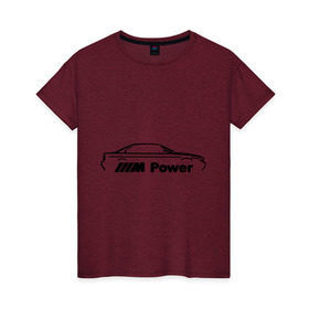 Женская футболка хлопок с принтом M power в Санкт-Петербурге, 100% хлопок | прямой крой, круглый вырез горловины, длина до линии бедер, слегка спущенное плечо | bmw | joy | toplanding | авто | бмв | бренд | бэха | логотип