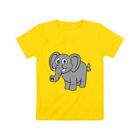 Детская футболка хлопок с принтом Милый слоник в Санкт-Петербурге, 100% хлопок | круглый вырез горловины, полуприлегающий силуэт, длина до линии бедер | Тематика изображения на принте: слон