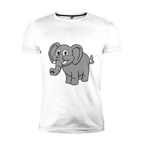 Мужская футболка премиум с принтом Милый слоник в Санкт-Петербурге, 92% хлопок, 8% лайкра | приталенный силуэт, круглый вырез ворота, длина до линии бедра, короткий рукав | Тематика изображения на принте: слон