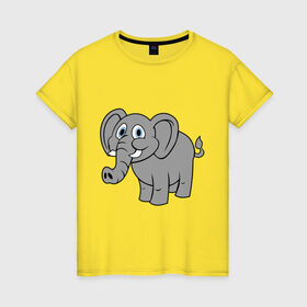 Женская футболка хлопок с принтом Милый слоник в Санкт-Петербурге, 100% хлопок | прямой крой, круглый вырез горловины, длина до линии бедер, слегка спущенное плечо | слон