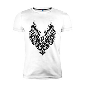 Мужская футболка премиум с принтом Огненный феникс в Санкт-Петербурге, 92% хлопок, 8% лайкра | приталенный силуэт, круглый вырез ворота, длина до линии бедра, короткий рукав | возрождение | огонь | пепел | птица | феникс