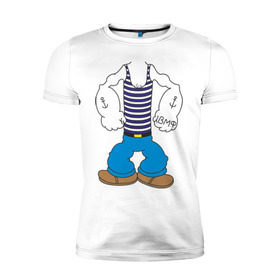 Мужская футболка премиум с принтом Костюм морячка в Санкт-Петербурге, 92% хлопок, 8% лайкра | приталенный силуэт, круглый вырез ворота, длина до линии бедра, короткий рукав | вмф | военно морской флот | морской флот | моряк | морячок | якорь
