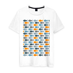 Мужская футболка хлопок с принтом Рыбки в Санкт-Петербурге, 100% хлопок | прямой крой, круглый вырез горловины, длина до линии бедер, слегка спущенное плечо. | рыба | рыбалка | туризм