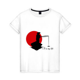 Женская футболка хлопок с принтом Японская ночная рыбалка в Санкт-Петербурге, 100% хлопок | прямой крой, круглый вырез горловины, длина до линии бедер, слегка спущенное плечо | fishermen | жизнь | рыба | рыбак | рыбалка | солнце | туризм | удочка | укаи | япония
