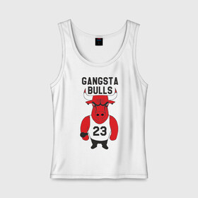 Женская майка хлопок с принтом Gangsta Bulls в Санкт-Петербурге, 95% хлопок, 5% эластан |  | bulls | chicago | gangsta | бык | гангстер | чикаго