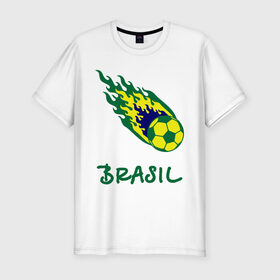 Мужская футболка премиум с принтом Brasil 2014 в Санкт-Петербурге, 92% хлопок, 8% лайкра | приталенный силуэт, круглый вырез ворота, длина до линии бедра, короткий рукав | Тематика изображения на принте: бразилия