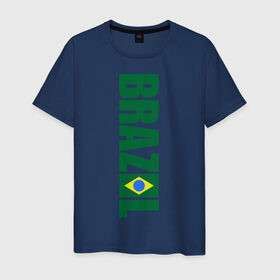Мужская футболка хлопок с принтом Футбол Бразилия в Санкт-Петербурге, 100% хлопок | прямой крой, круглый вырез горловины, длина до линии бедер, слегка спущенное плечо. | Тематика изображения на принте: бразилия
