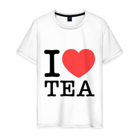 Мужская футболка хлопок с принтом I love tea в Санкт-Петербурге, 100% хлопок | прямой крой, круглый вырез горловины, длина до линии бедер, слегка спущенное плечо. | heart | love | tea | люблю | сердце | чай