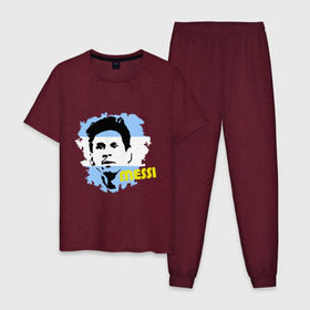 Мужская пижама хлопок с принтом Месси (Messi) в Санкт-Петербурге, 100% хлопок | брюки и футболка прямого кроя, без карманов, на брюках мягкая резинка на поясе и по низу штанин
 | argentina | football | lionel | messi | аргентина | футбол