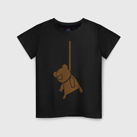 Детская футболка хлопок с принтом Мишутка суицидник в Санкт-Петербурге, 100% хлопок | круглый вырез горловины, полуприлегающий силуэт, длина до линии бедер | виселица | медведь | мишка | петля | суицид