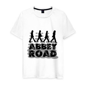 Мужская футболка хлопок с принтом Abbey Road в Санкт-Петербурге, 100% хлопок | прямой крой, круглый вырез горловины, длина до линии бедер, слегка спущенное плечо. | 