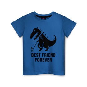 Детская футболка хлопок с принтом Годзилла Best friend в Санкт-Петербурге, 100% хлопок | круглый вырез горловины, полуприлегающий силуэт, длина до линии бедер | годзилла | динозавр | друг | лучший | навек | навсегда | тираннозавр