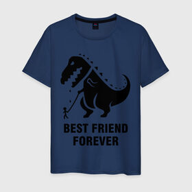 Мужская футболка хлопок с принтом Годзилла Best friend в Санкт-Петербурге, 100% хлопок | прямой крой, круглый вырез горловины, длина до линии бедер, слегка спущенное плечо. | годзилла | динозавр | друг | лучший | навек | навсегда | тираннозавр