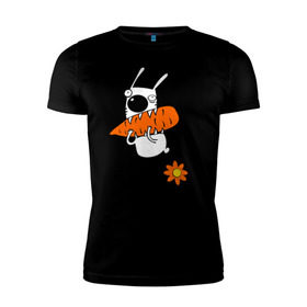 Мужская футболка премиум с принтом True vegan (истинный веган) в Санкт-Петербурге, 92% хлопок, 8% лайкра | приталенный силуэт, круглый вырез ворота, длина до линии бедра, короткий рукав | carrot | flower | rabbit | true | vegan | веган | заяц | истинный | морковка | ролик | цветок | экология