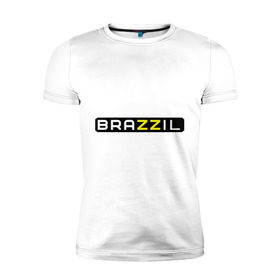 Мужская футболка премиум с принтом Brazzil в Санкт-Петербурге, 92% хлопок, 8% лайкра | приталенный силуэт, круглый вырез ворота, длина до линии бедра, короткий рукав | brazzers | бразилия