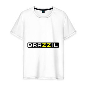 Мужская футболка хлопок с принтом Brazzil в Санкт-Петербурге, 100% хлопок | прямой крой, круглый вырез горловины, длина до линии бедер, слегка спущенное плечо. | brazzers | бразилия