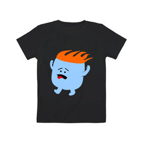 Детская футболка хлопок с принтом Зефирка в огне в Санкт-Петербурге, 100% хлопок | круглый вырез горловины, полуприлегающий силуэт, длина до линии бедер | горит | зефир | конфета | огонь | паника | пламя