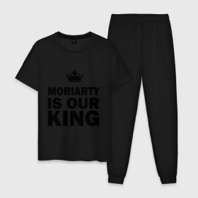 Мужская пижама хлопок с принтом Moriarty is our king в Санкт-Петербурге, 100% хлопок | брюки и футболка прямого кроя, без карманов, на брюках мягкая резинка на поясе и по низу штанин
 | king | moriarty | our | король | мориарти | наш