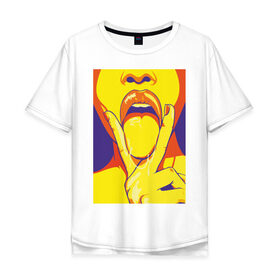 Мужская футболка хлопок Oversize с принтом V-tongue в Санкт-Петербурге, 100% хлопок | свободный крой, круглый ворот, “спинка” длиннее передней части | 