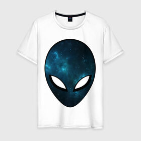 Мужская футболка хлопок с принтом Инопланетный разум в Санкт-Петербурге, 100% хлопок | прямой крой, круглый вырез горловины, длина до линии бедер, слегка спущенное плечо. | астронавт | галактика | голова | звезды | инопланетянин | космос | пришелец
