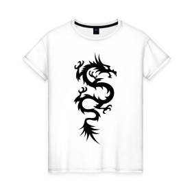 Женская футболка хлопок с принтом Разъярённый дракон в Санкт-Петербурге, 100% хлопок | прямой крой, круглый вырез горловины, длина до линии бедер, слегка спущенное плечо | dragon | furious | tattoo | дракон | разъярённый | тату