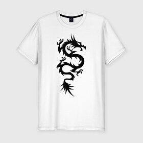 Мужская футболка премиум с принтом Разъярённый дракон в Санкт-Петербурге, 92% хлопок, 8% лайкра | приталенный силуэт, круглый вырез ворота, длина до линии бедра, короткий рукав | dragon | furious | tattoo | дракон | разъярённый | тату