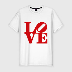 Мужская футболка премиум с принтом Love - памятник любви в Санкт-Петербурге, 92% хлопок, 8% лайкра | приталенный силуэт, круглый вырез ворота, длина до линии бедра, короткий рукав | lo | love | ve | любовь | надпись | памятник