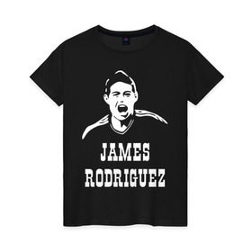 Женская футболка хлопок с принтом James Rodriguez в Санкт-Петербурге, 100% хлопок | прямой крой, круглый вырез горловины, длина до линии бедер, слегка спущенное плечо | columbia | football | james | rodriguez | колумбия | родригес | футбол | хамес
