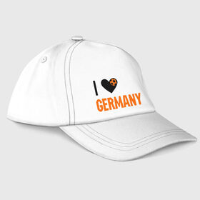 Бейсболка с принтом I love Germany в Санкт-Петербурге, 100% хлопок | классический козырек, металлическая застежка-регулятор размера | deutsch | football | germany | heart | love | германия | люблю | мяч | сердце | футбол