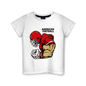 Детская футболка хлопок с принтом Американский футбол в Санкт-Петербурге, 100% хлопок | круглый вырез горловины, полуприлегающий силуэт, длина до линии бедер | Тематика изображения на принте: регби
