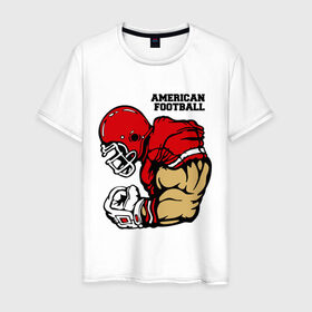 Мужская футболка хлопок с принтом Американский футбол в Санкт-Петербурге, 100% хлопок | прямой крой, круглый вырез горловины, длина до линии бедер, слегка спущенное плечо. | регби