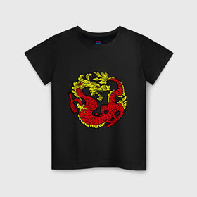 Детская футболка хлопок с принтом Красный дракон в Санкт-Петербурге, 100% хлопок | круглый вырез горловины, полуприлегающий силуэт, длина до линии бедер | дракон | китайский | красный | мифология | огонь | пламя