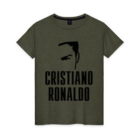 Женская футболка хлопок с принтом Cristiano Ronaldo 7 в Санкт-Петербурге, 100% хлопок | прямой крой, круглый вырез горловины, длина до линии бедер, слегка спущенное плечо | cristiano ronaldo | мяч | спорт | футбол